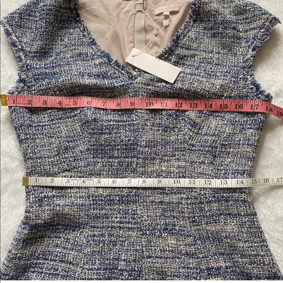 NWT!!! Rebecca Taylor Blue Multi Tweed V Neck Dress - Picture 3 of 6